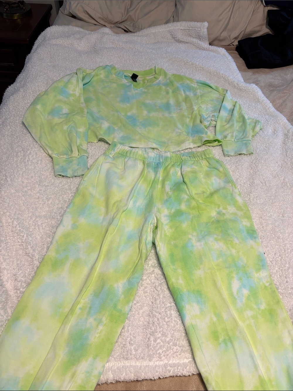 Target Women's Tie-Dye Pajama Set - Lime Green & Light Blue